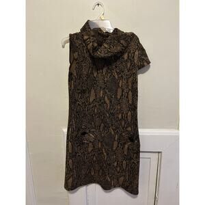 R&K Originals Women's  Snake Print Cowl Neck Half Sleeve Dress Black/Brown SZ 10